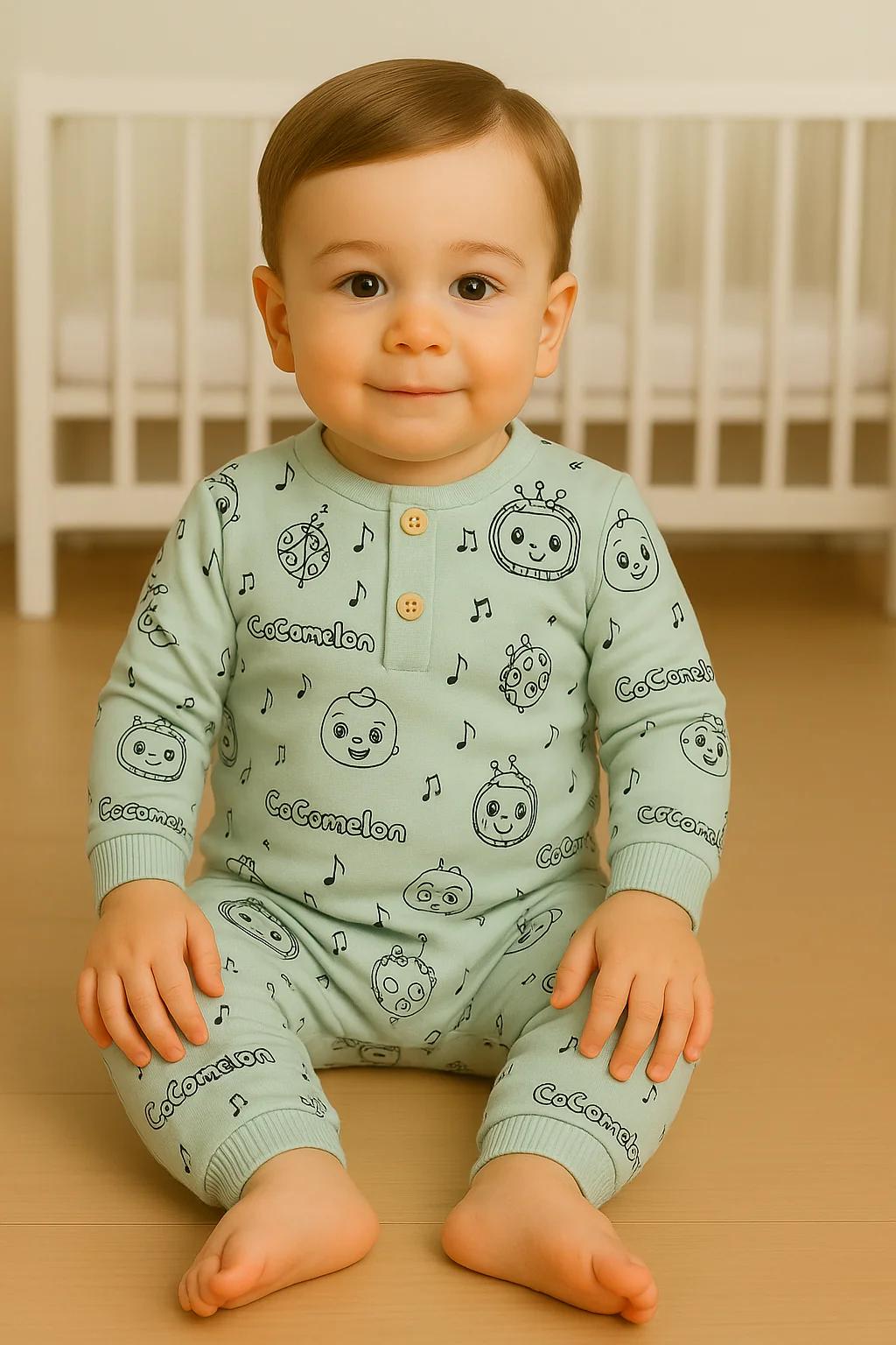 Cocomelon Interlock Henley Sleepsuit - Image 3