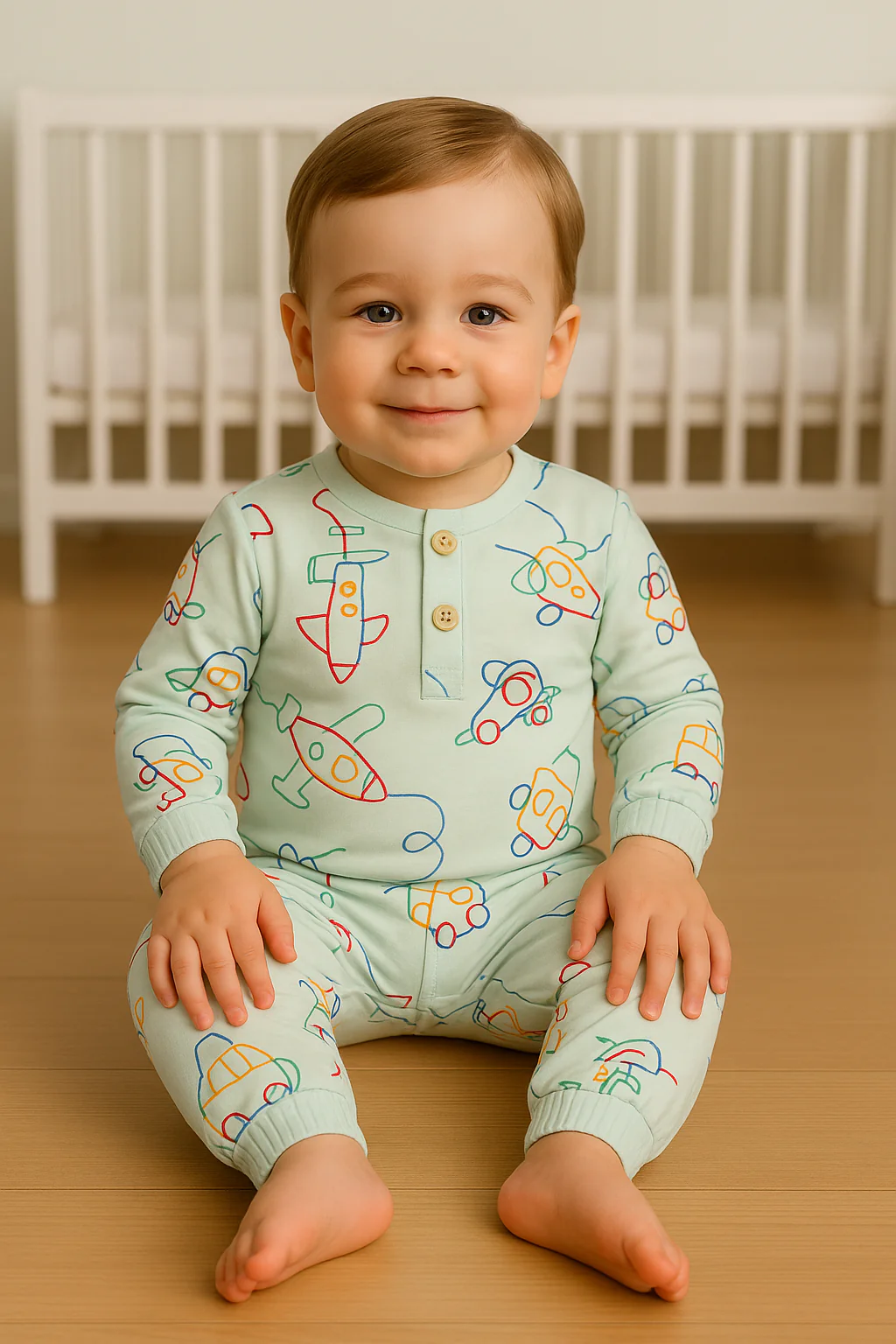 Zoom & Boom Interlock Henley Sleepsuit - Image 3
