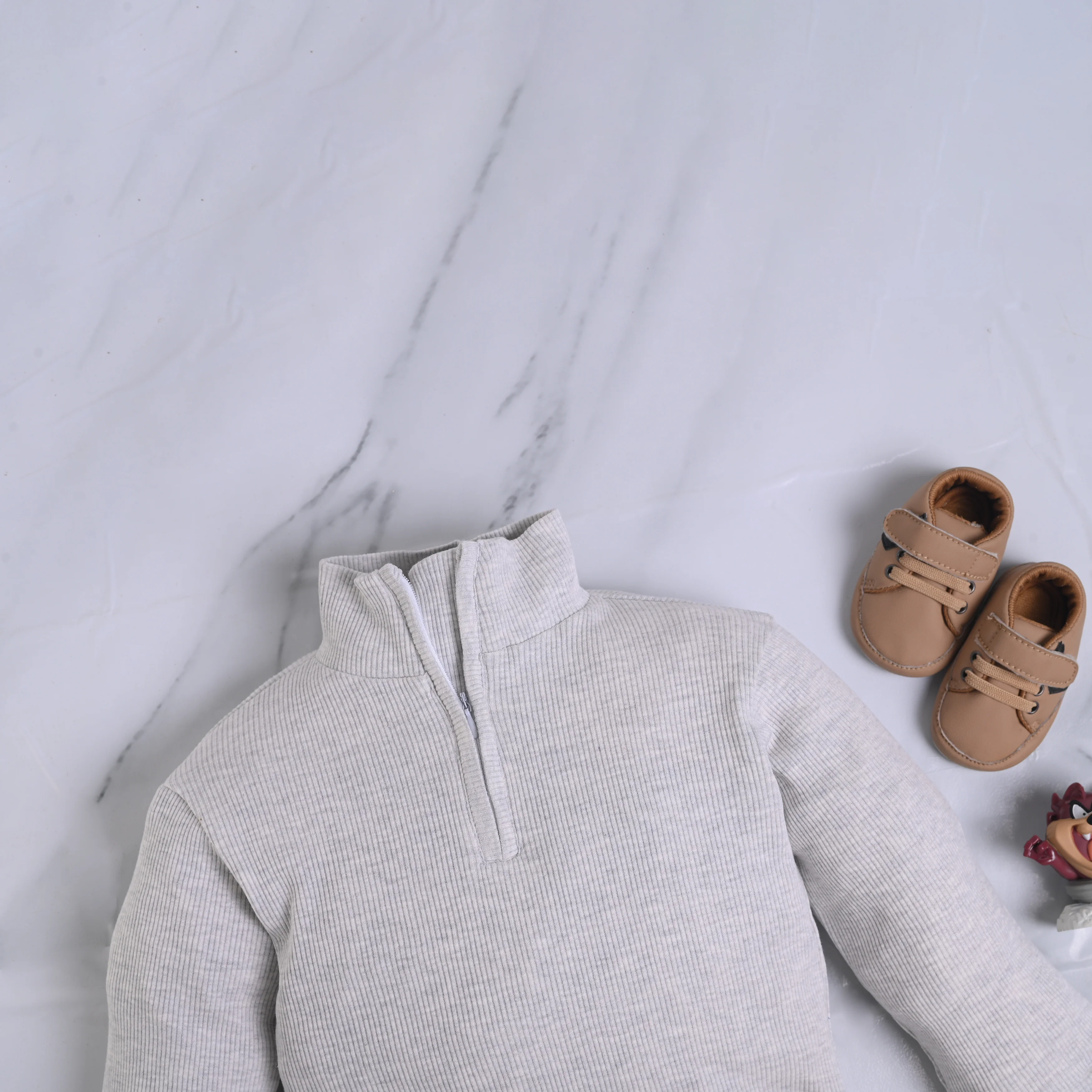 Ribbed High Neck Set (Oatmeal) - Image 6